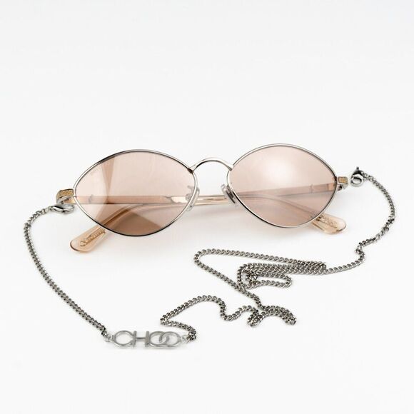 NEW Jimmy Choo SONNY/S  9F6/2S Peach Palladium Pink Oval Metal CHAIN Women - Picture 9 of 15